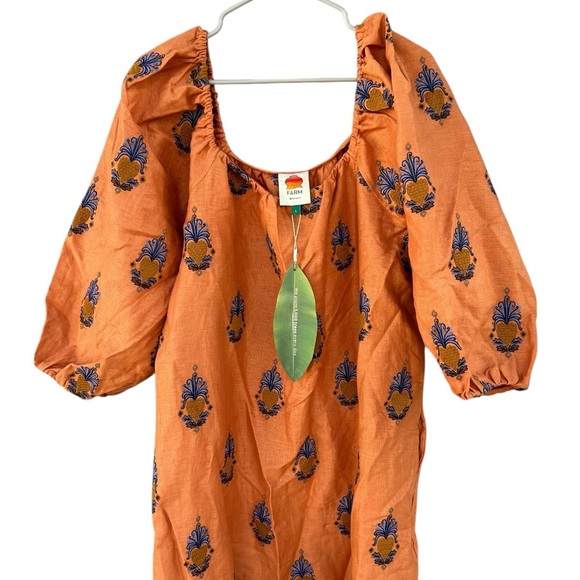 NWT Farm Rio Orange Embroidered Midi Dress - Pineapple’s - Size Large - Picture 6 of 16